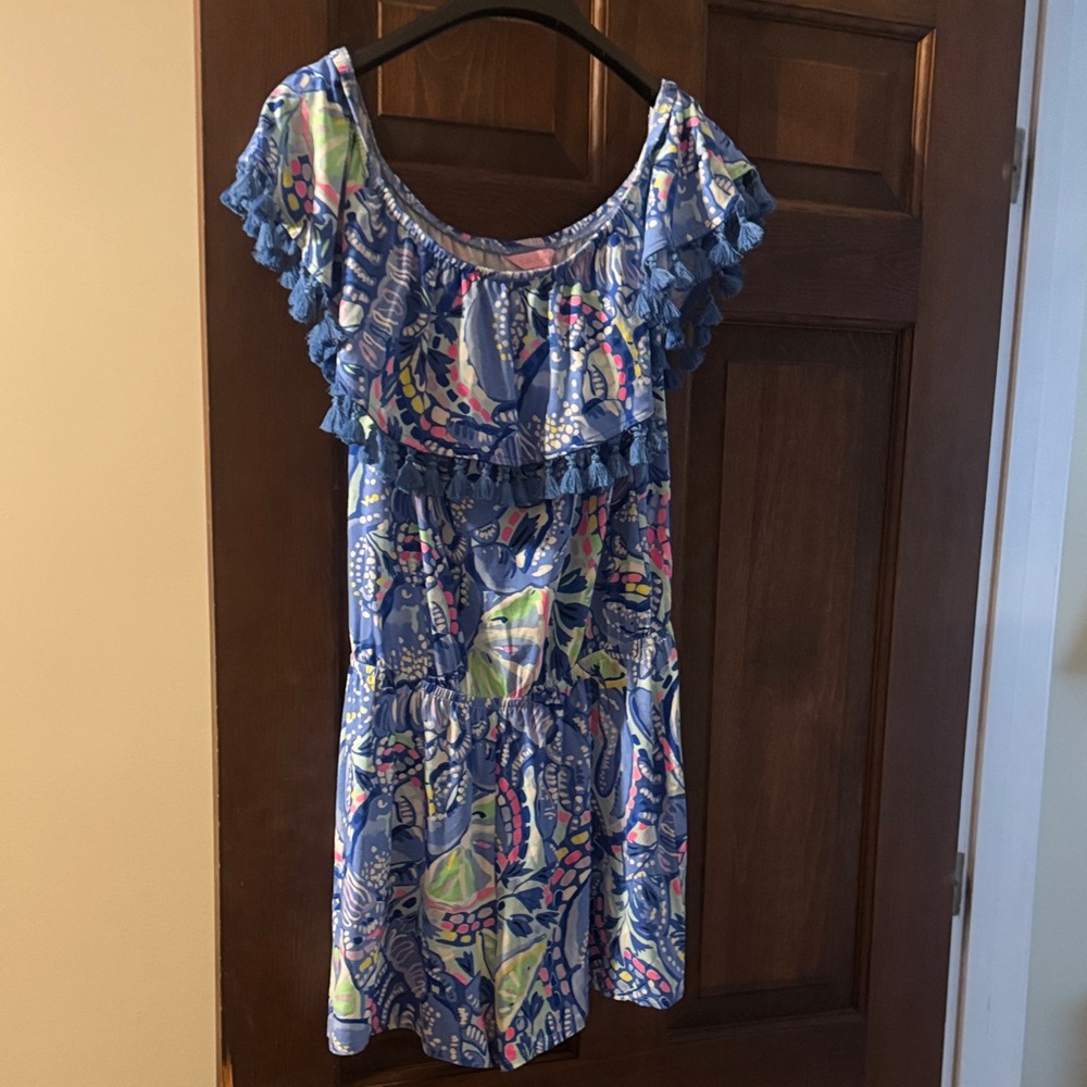 Lilly Pulitzer Blue Multicolor Ruffle Dress